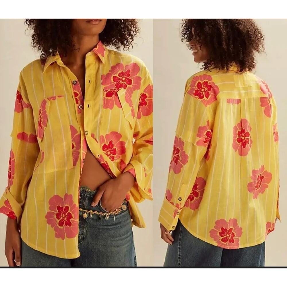 We The Free Button Down Flower Shirt NWT